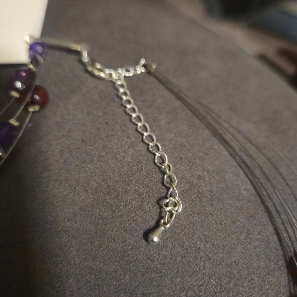 Penningtons Purple Multi-Strand Illusion Necklace & Dangle Earrings Jewelry Set - Picture 7 of 12